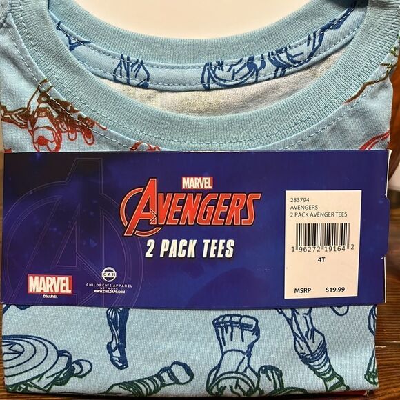 NWT Avengers 2 pkg of T-shirts 1 White, 1 Blue - Picture 3 of 4